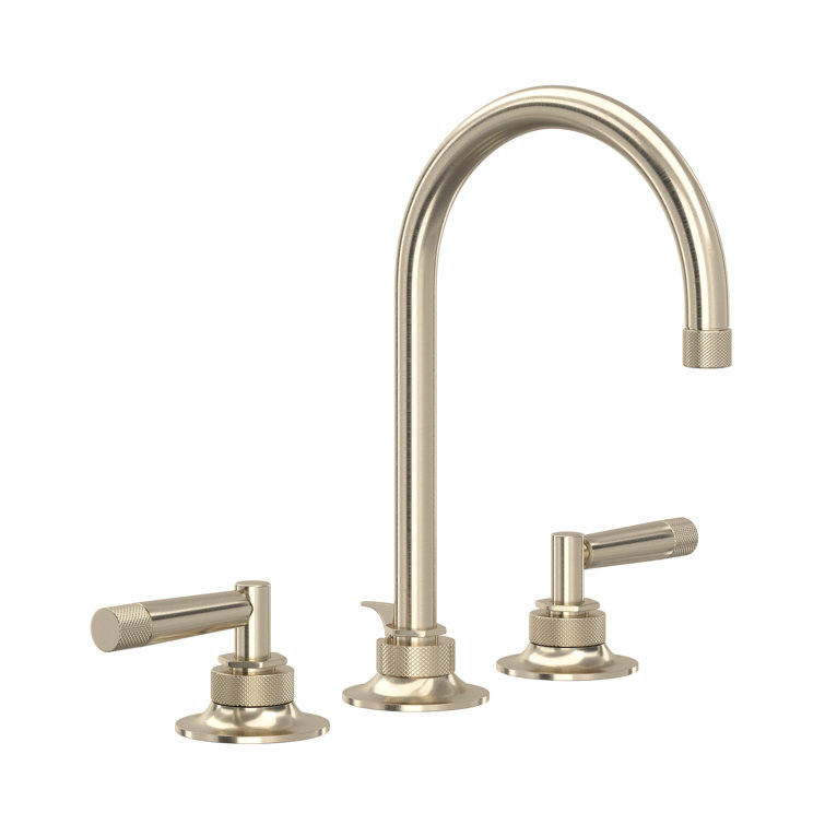 Elegant Polished Nickel Widespread Bathroom Faucet with Metal Handles