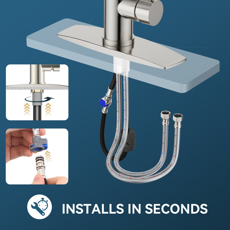 Brushed Nickel LED Kitchen Faucet with Pull Down Sprayer
