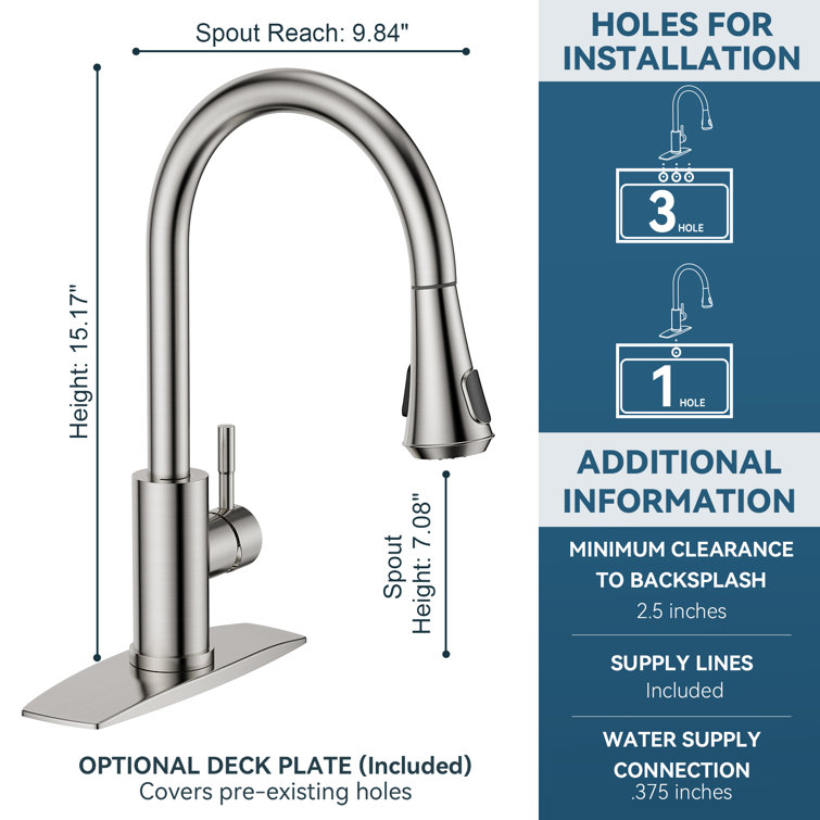 Brushed Nickel LED Kitchen Faucet with Pull Down Sprayer