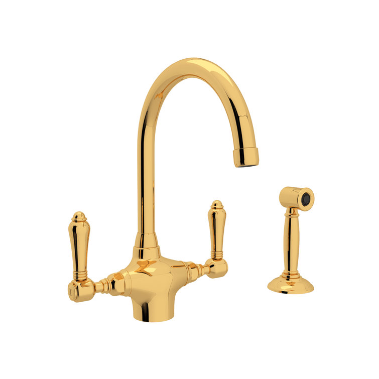Polished Nickel Brass Traditional Kitchen Faucet with Side Spray