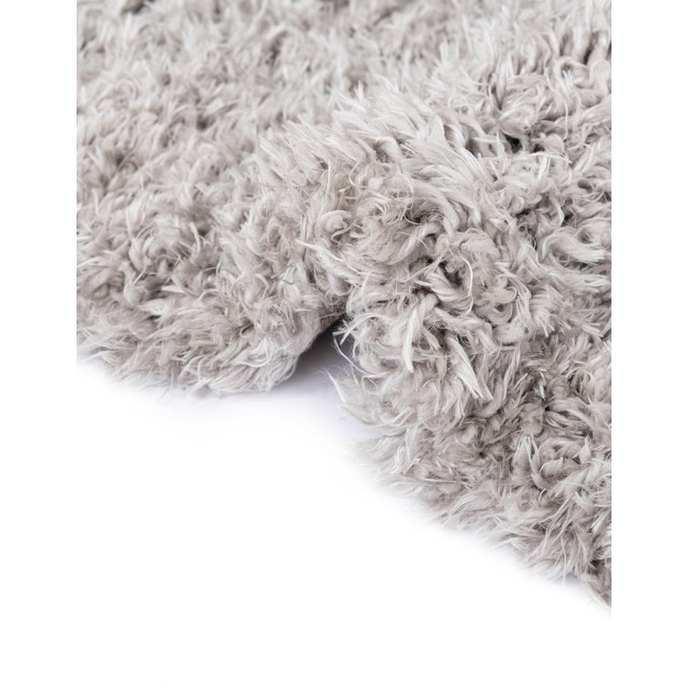 Silver Screen Shag 4x6 ft Rectangular Area Rug with Braided Fringe