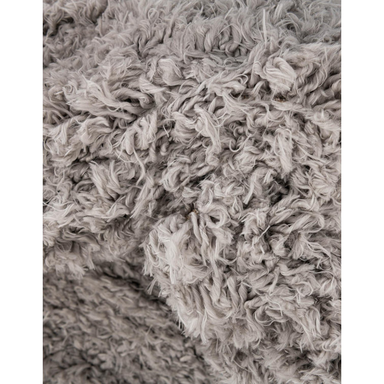 Silver Screen Shag 4x6 ft Rectangular Area Rug with Braided Fringe
