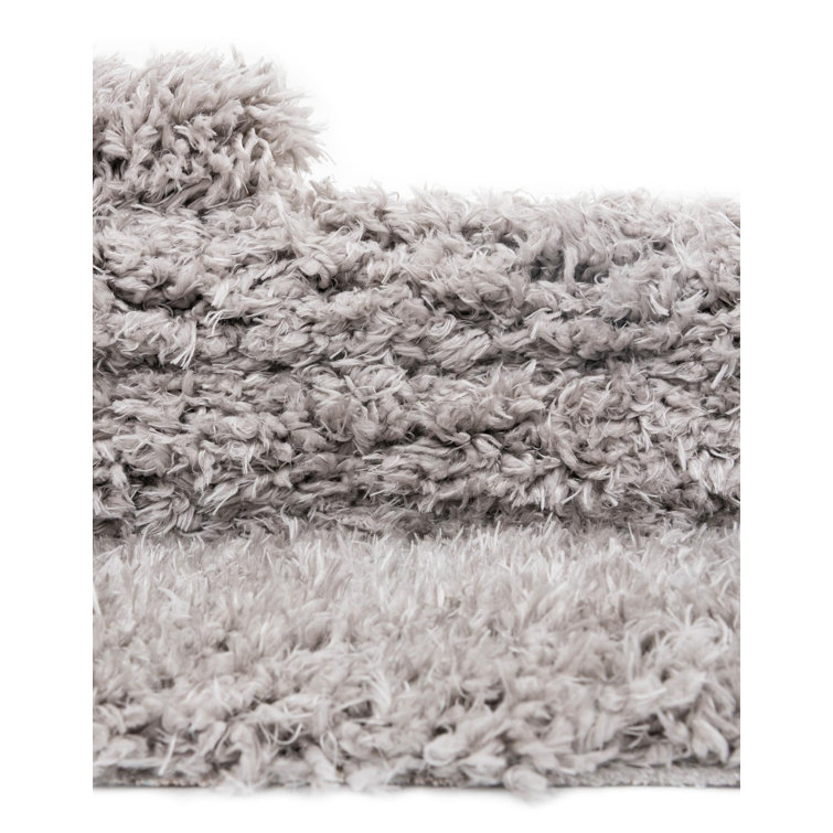 Silver Screen Shag 4x6 ft Rectangular Area Rug with Braided Fringe