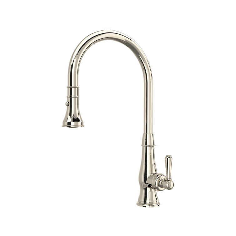 Polished Nickel Brass Pull-Down Kitchen Faucet with Spray
