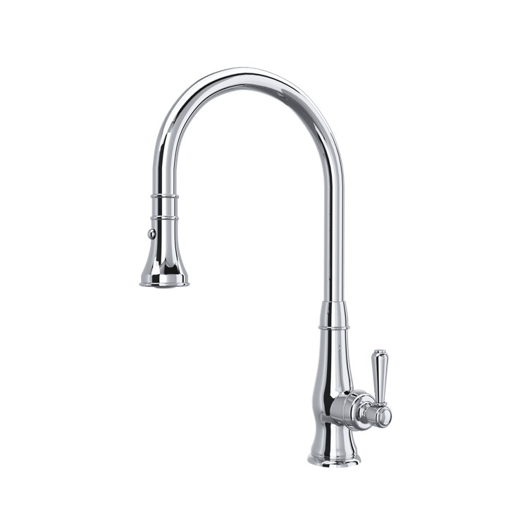 Classic Elegance 18" Polished Nickel Kitchen Faucet with Pull-out Spray