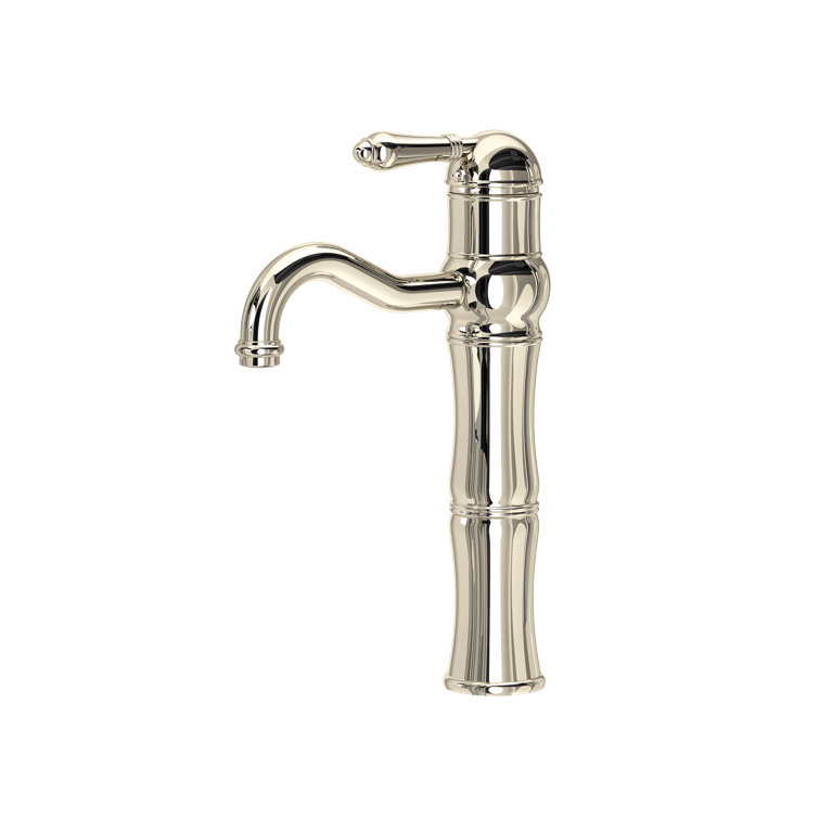 Polished Nickel Single Handle Vessel Faucet with Porcelain Handle