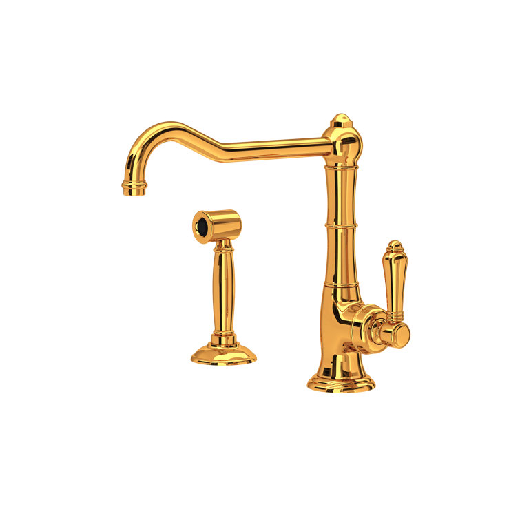 Polished Nickel Brass Traditional Kitchen Faucet with Side Spray