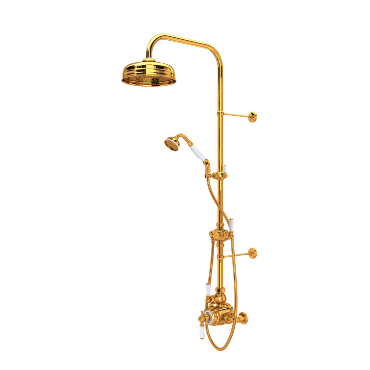 Edwardian Gold Brass Traditional Multi-Head Shower System