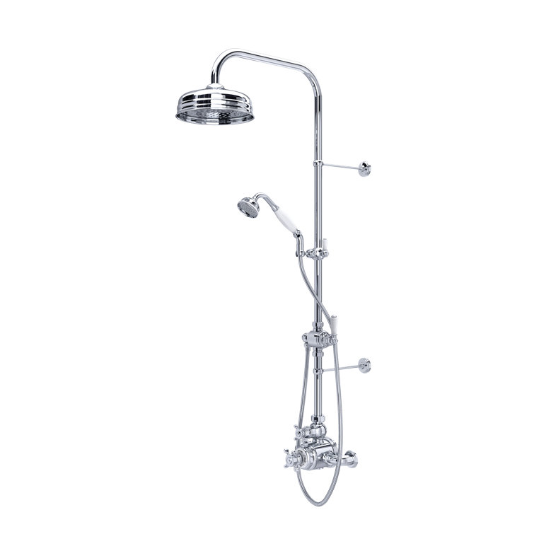 Edwardian Polished Chrome Brass Wall Mounted Shower System