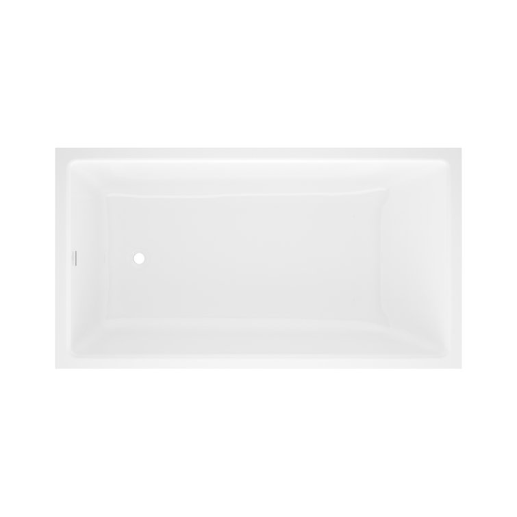 Kaldera 66" White Acrylic Rectangular Drop-In Bathtub