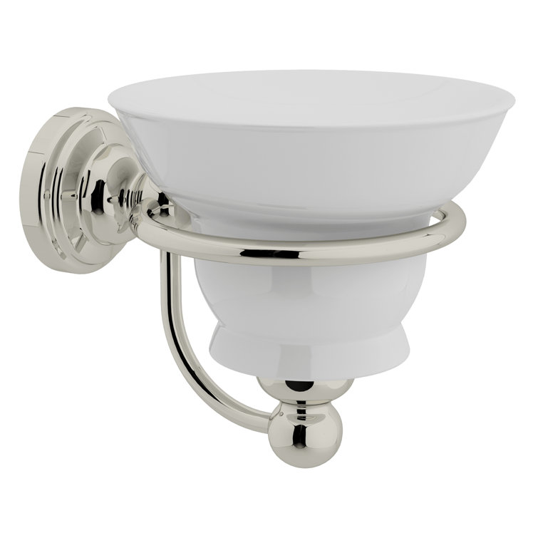 Polished Nickel Traditional Ceramic Wall Mount Soap Dish