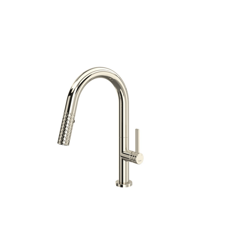 Polished Nickel Brass Transitional Bar Faucet with Pull-out Spray