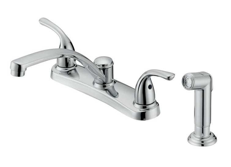 Coastal Elegance Chrome 2-Handle Mid-Arc Kitchen Faucet with Side Spray