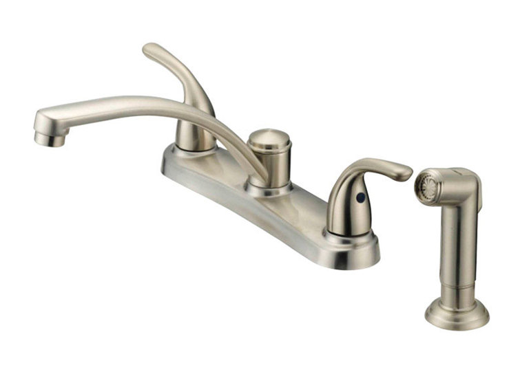 OakBrook Brushed Nickel Two Handle Kitchen Faucet with Side Sprayer