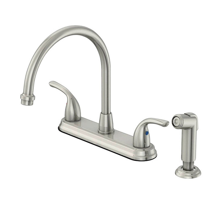 OakBrook Chrome High Arc Two Handle Kitchen Faucet with Side Sprayer