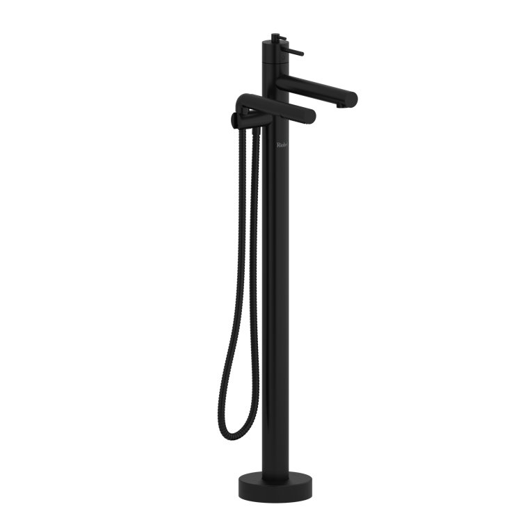 Black Brass Single Hole Floor Mount Tub Filler