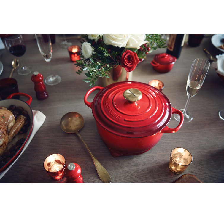 Caribbean Blue Enameled Cast Iron Round Dutch Oven with Lid