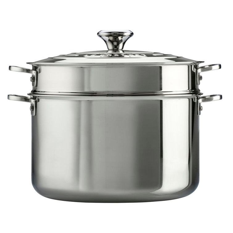 Le Creuset 9 Quart Stainless Steel Stockpot with Basket Insert