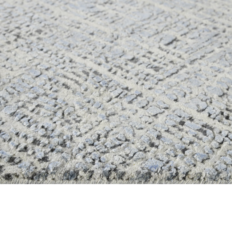Majestic Blue Hand-Knotted Wool and Silk Area Rug