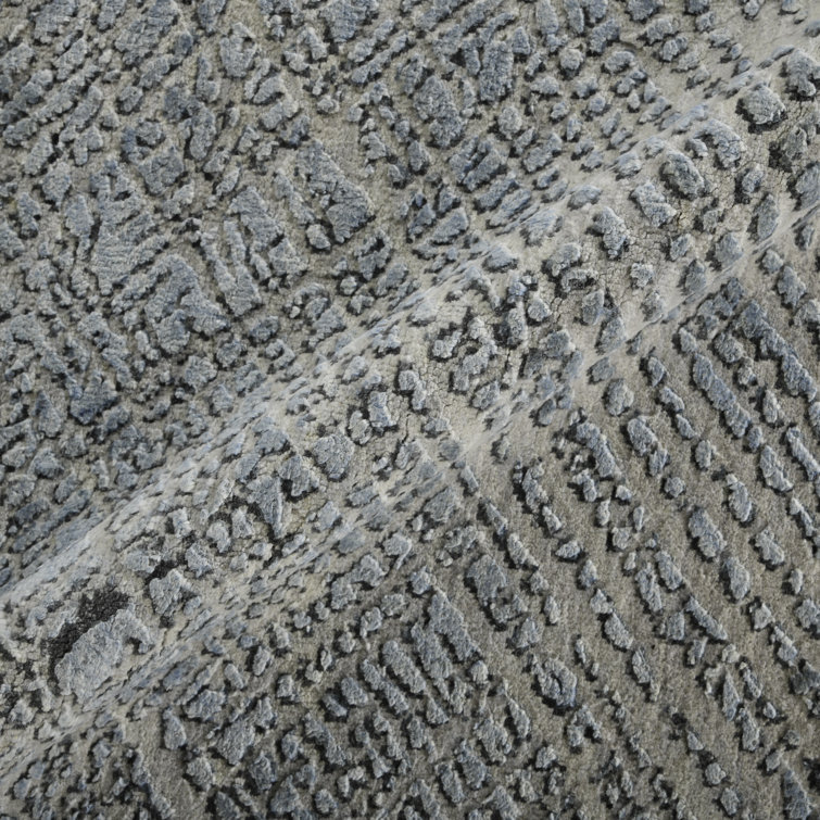 Majestic Blue Hand-Knotted Wool and Silk Area Rug