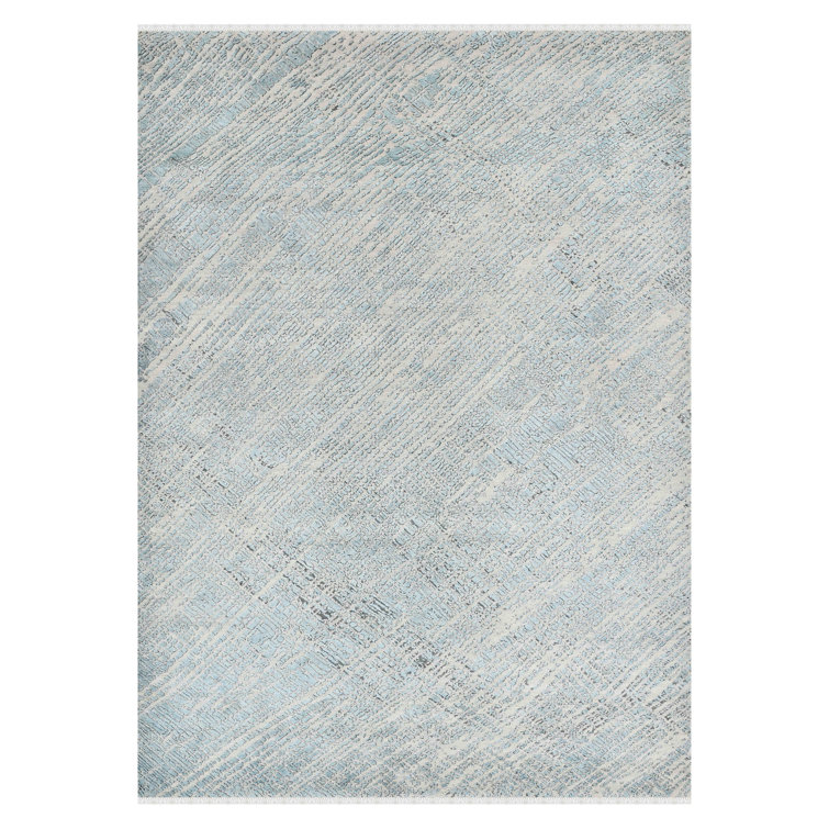 Majestic Blue Hand-Knotted Wool and Silk Area Rug