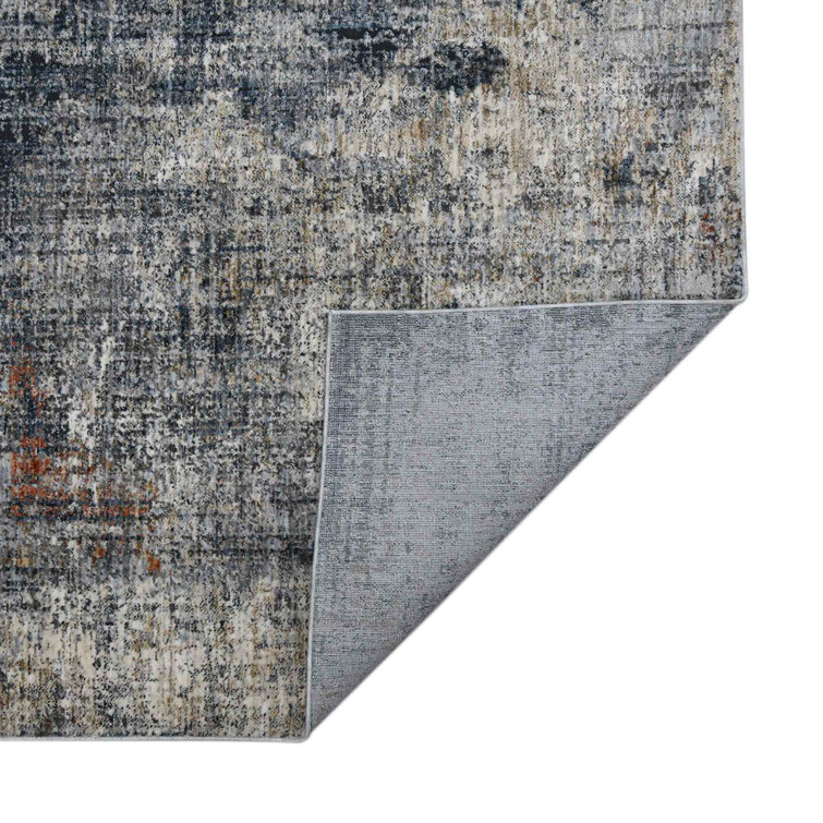 Gray and Beige Synthetic Oriental Rectangular Area Rug 7'10" x 9'10"