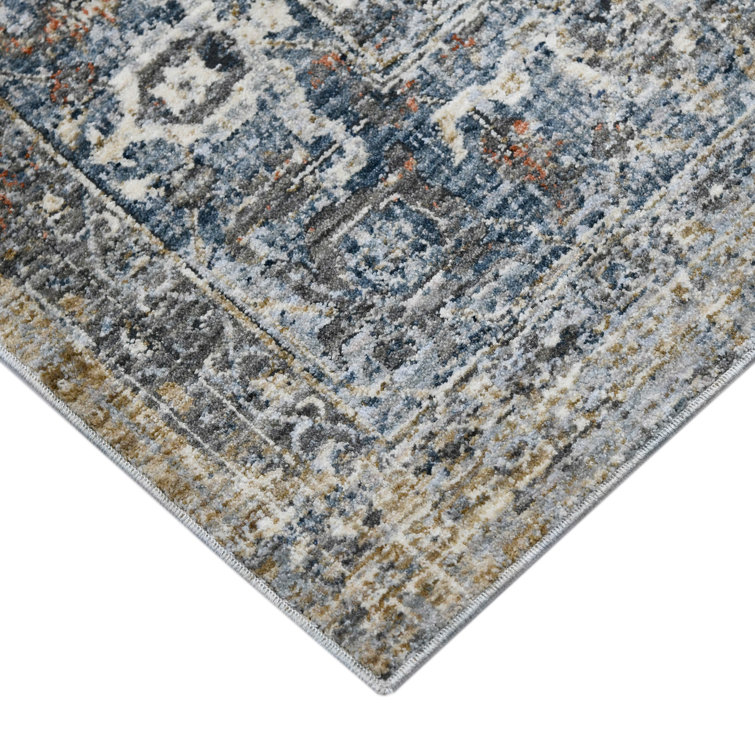 Elynna Ivory & Gray Oriental Reversible Synthetic Area Rug, 5'3" x 7'6"