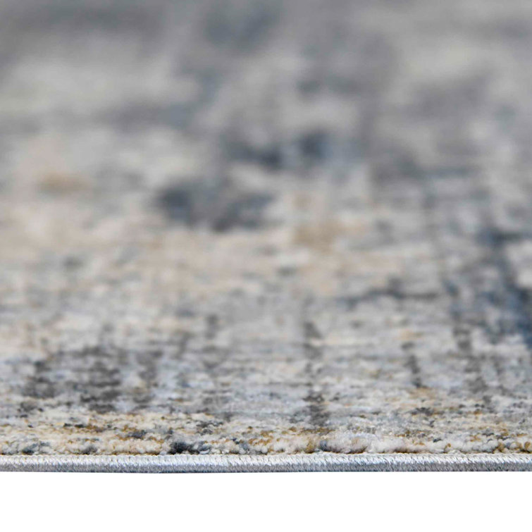 Gray and Beige Synthetic Oriental Rectangular Area Rug 7'10" x 9'10"