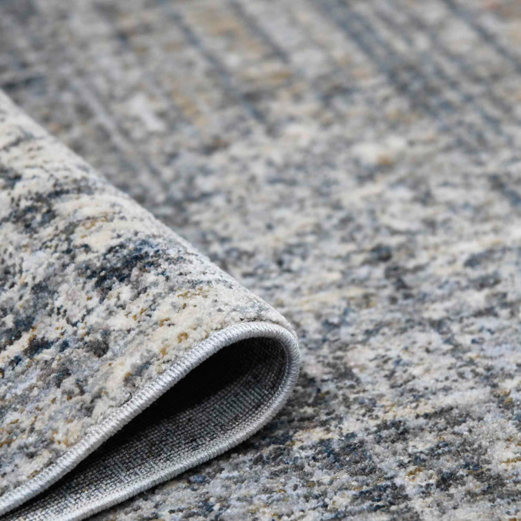 Gray and Beige Synthetic Oriental Rectangular Area Rug 7'10" x 9'10"