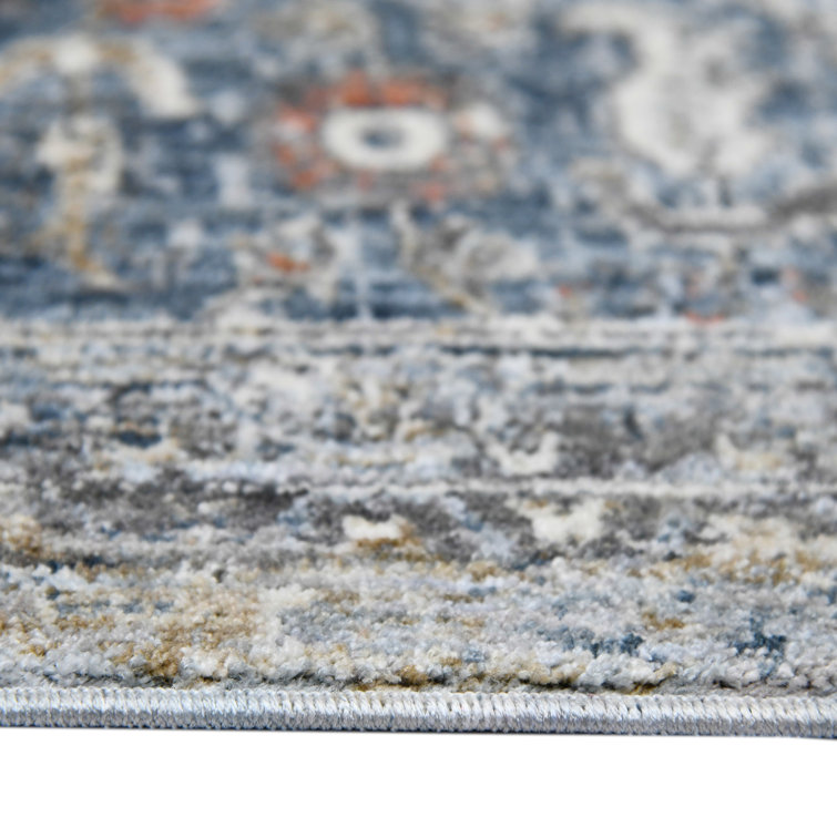 Elynna Ivory & Gray Oriental Reversible Synthetic Area Rug, 5'3" x 7'6"