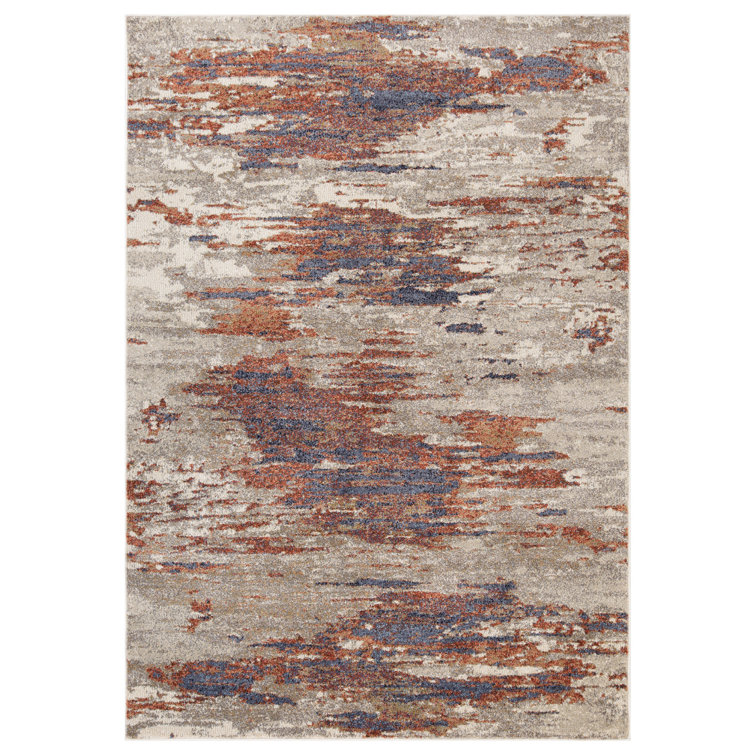 Jordan Delia Beige Abstract Synthetic 6'7" x 9' Area Rug