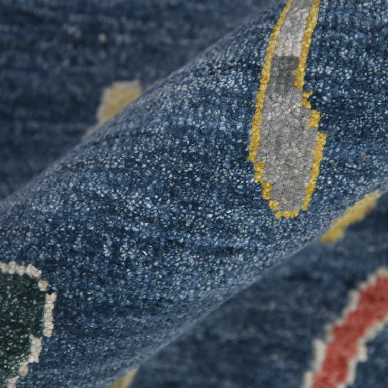 Bristol Blue and Brown Hand-Knotted Wool Area Rug