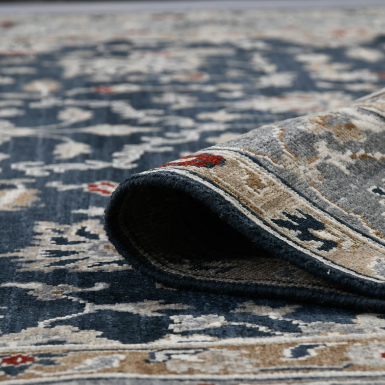Hand-Knotted Blue Wool Persian-Inspired Runner Rug