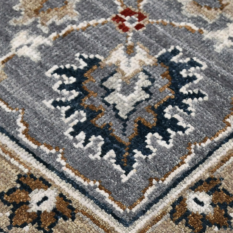 Bristol Blue Hand-Knotted Wool Area Rug 8' x 10'