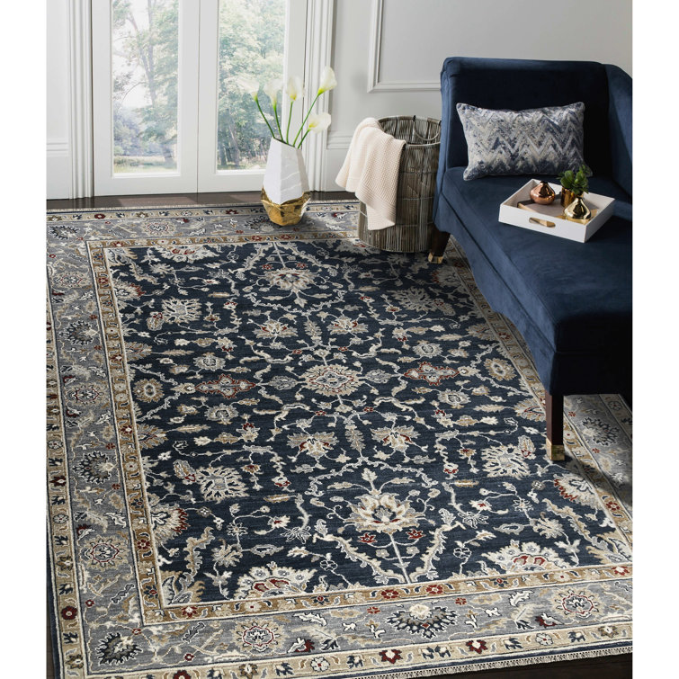 Bristol Blue Hand-Knotted Wool Area Rug 8' x 10'
