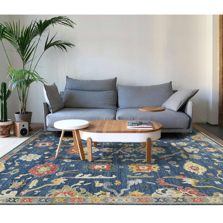 Bristol Blue and Brown Hand-Knotted Wool Area Rug