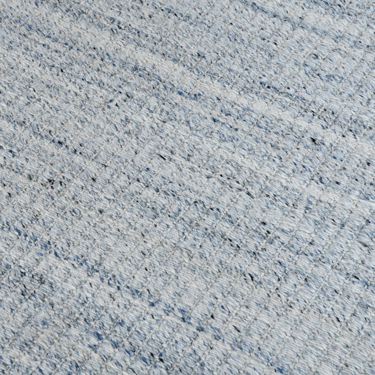 Sky Blue Geometric Hand-Woven Synthetic Area Rug