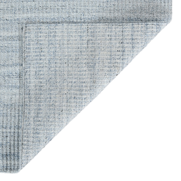 Sky Blue Geometric Hand-Woven Synthetic Area Rug