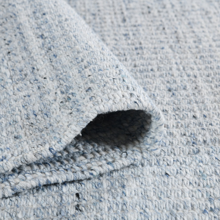 Sky Blue Geometric Hand-Woven Synthetic Area Rug