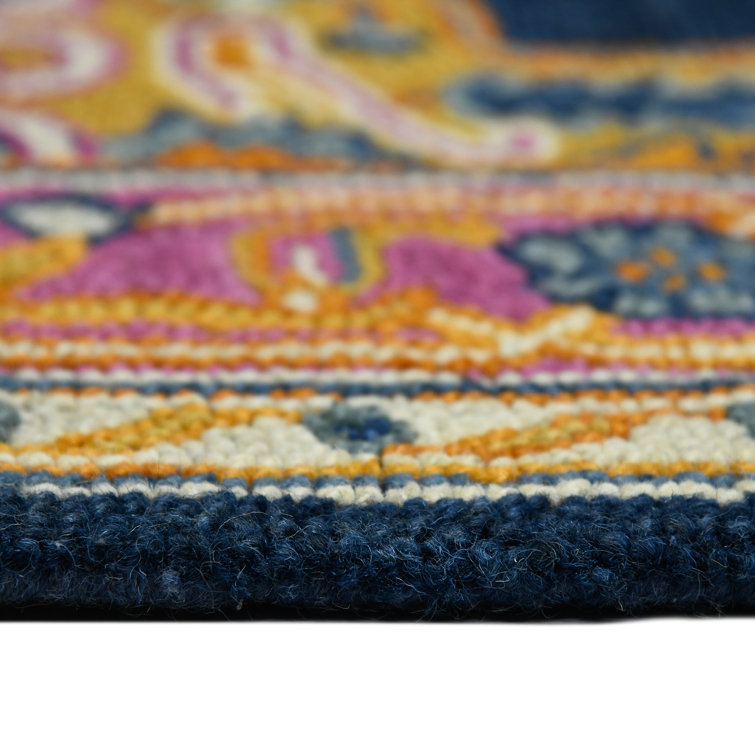 Navy Hand-Tufted Wool Rectangular Rug 7'6" x 9'6"