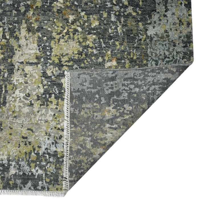 Mystique Steel Gray Hand-Knotted Wool and Silk Rug