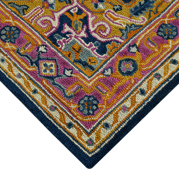 Navy Hand-Tufted Wool Rectangular Rug 7'6" x 9'6"