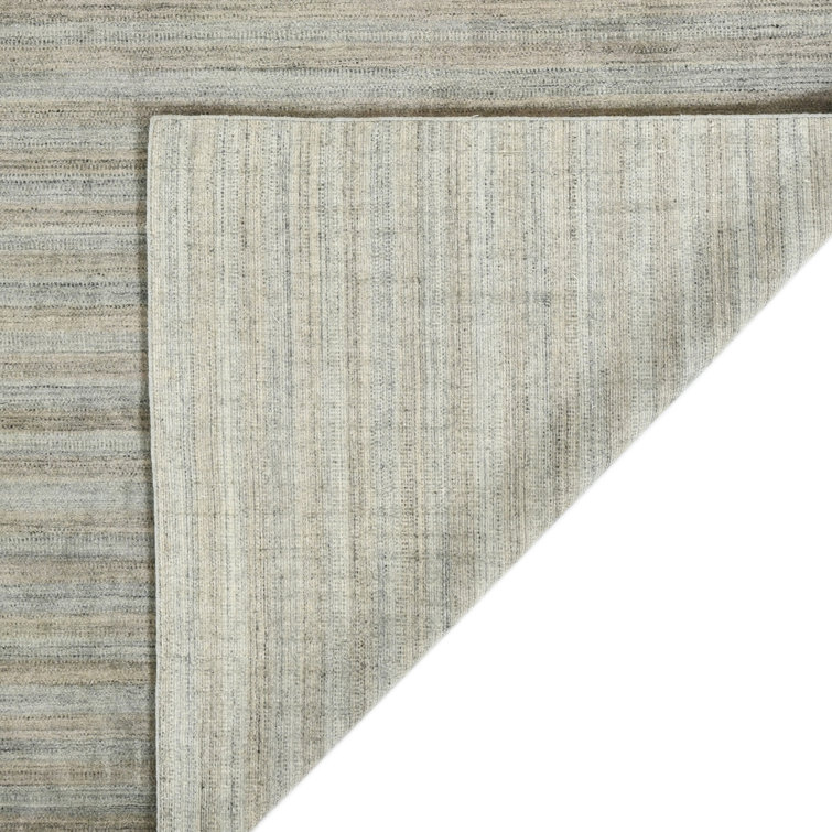 Gray and Black Handwoven Wool and Viscose Area Rug