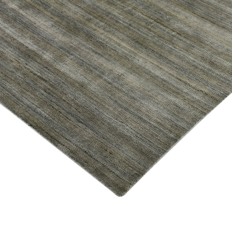 Gray and Black Handwoven Wool and Viscose Area Rug