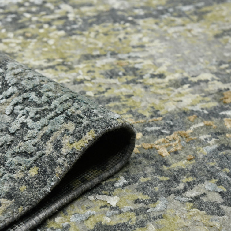 Mystique Steel Gray Hand-Knotted Wool and Silk Rug