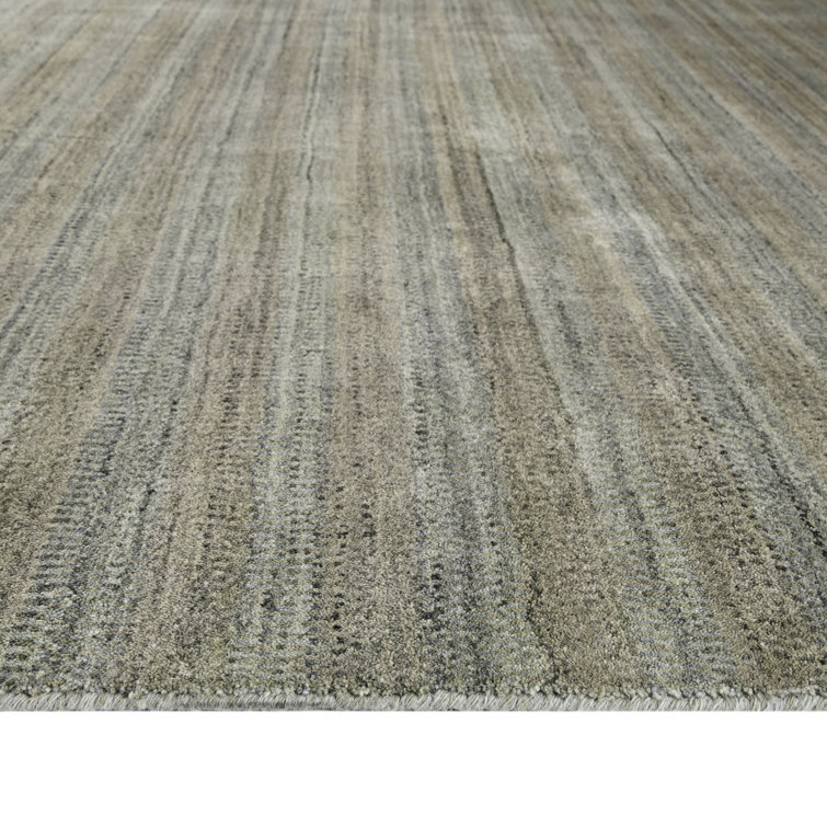 Gray and Black Handwoven Wool and Viscose Area Rug