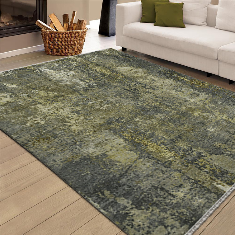 Mystique Beige and Gray Hand-Knotted Wool Silk Rug