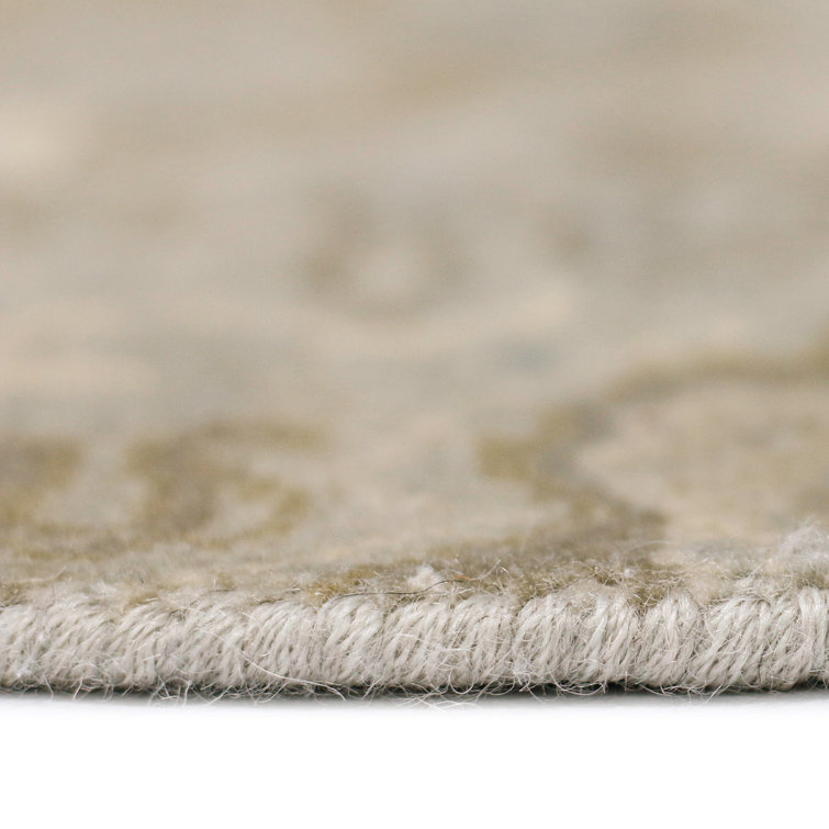 Hand-Knotted Blue and Beige Wool Area Rug 9' x 12'