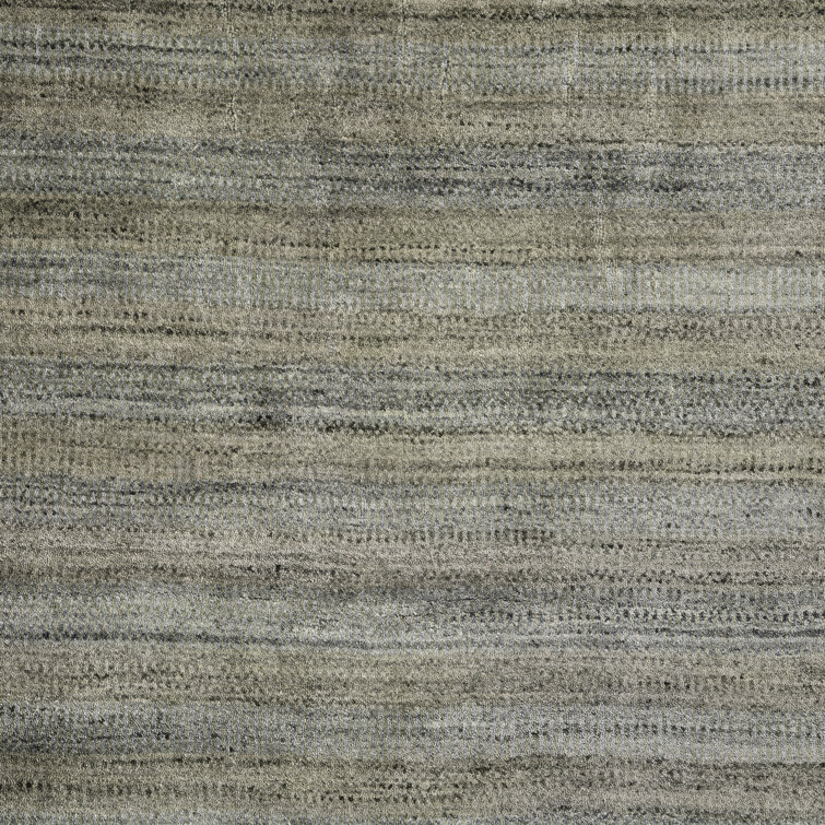 Gray and Black Handwoven Wool and Viscose Area Rug