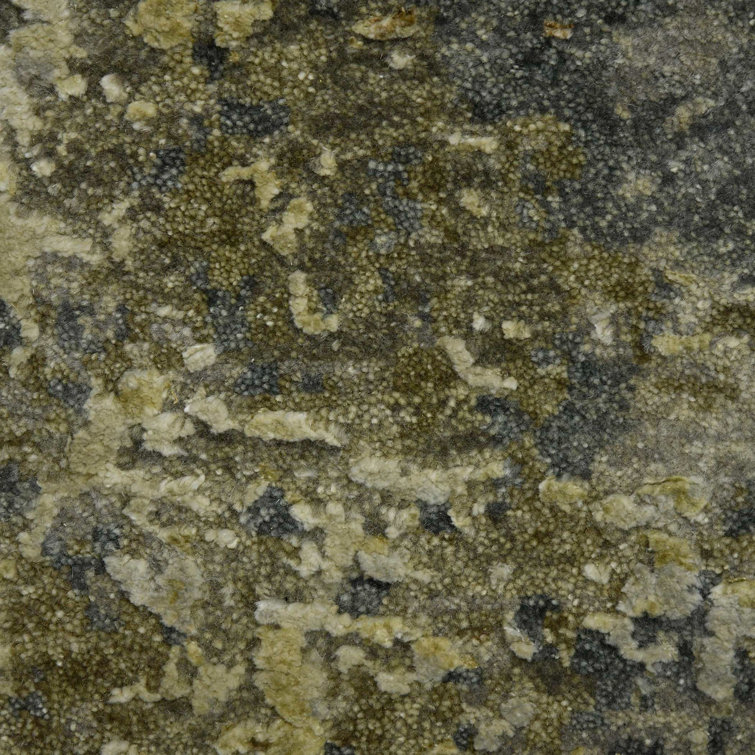 Mystique Beige and Gray Hand-Knotted Wool Silk Rug